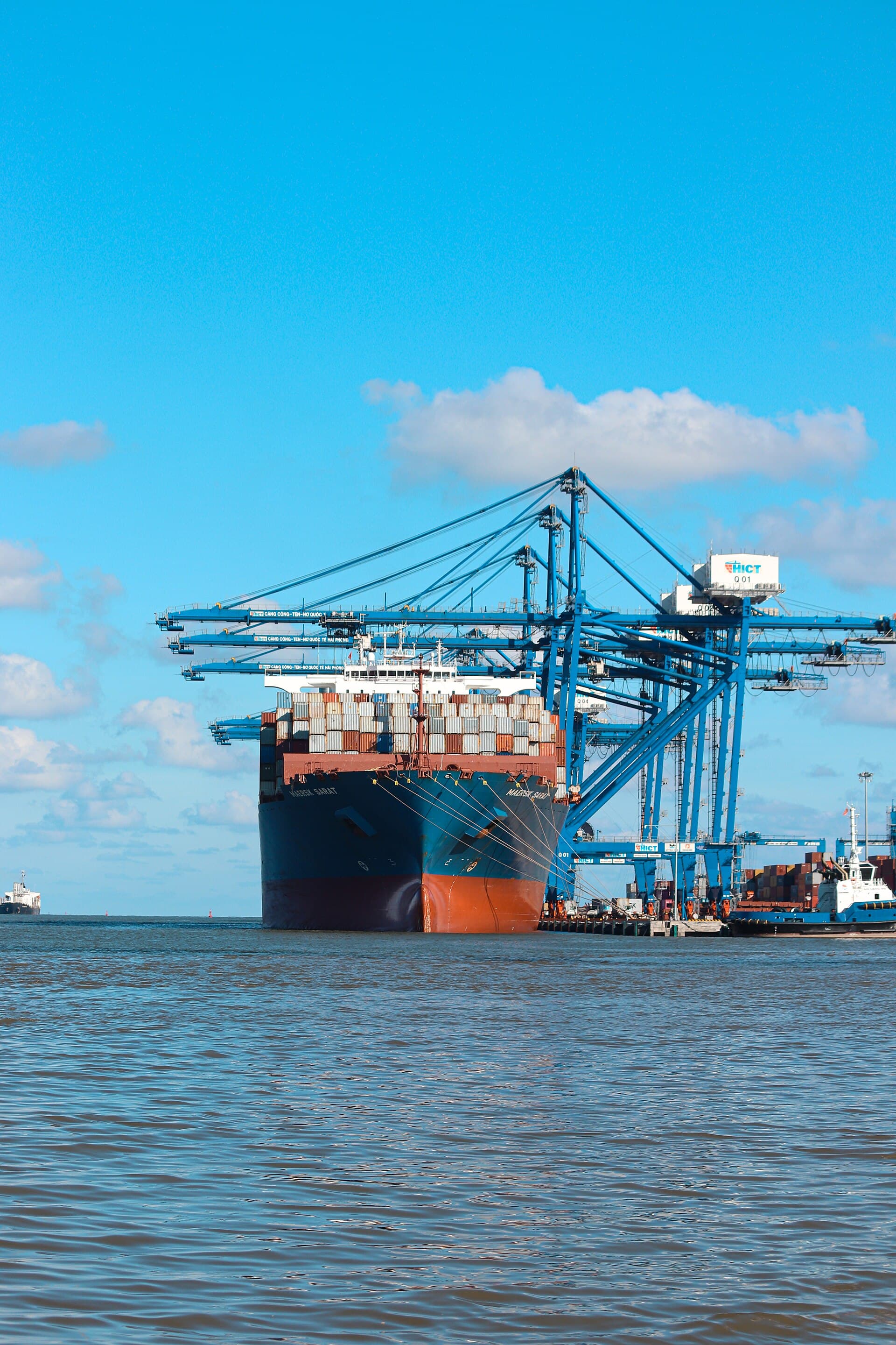 Container ship at an export port